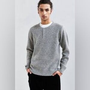 NWT Schott Bros Quarter-Zip Sweaters
Button Henley Sweater Large Wool Blend Gray